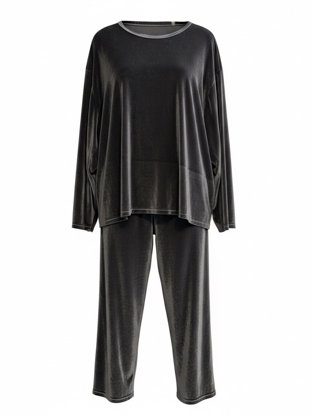 SHEIN Black Velvet Relaxed Lounge Pantsuit Set
